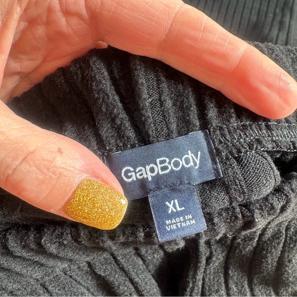 GAP Body Ribbed Wide Leg Pull On Pants Size XL 30 Inseam Mid Rise Pockets Black - Picture 5 of 11